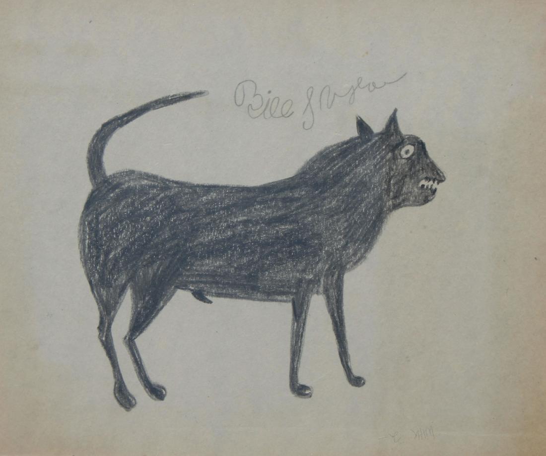 Bill Traylor (1854 - 1947): Bill Traylor (1854 - 1947) Signed upper center. Notation in pencil lower right. Graphite & Crayon on Card. Provenance: This information was provided by the Great-Grandson; Great-Grandparents purchased