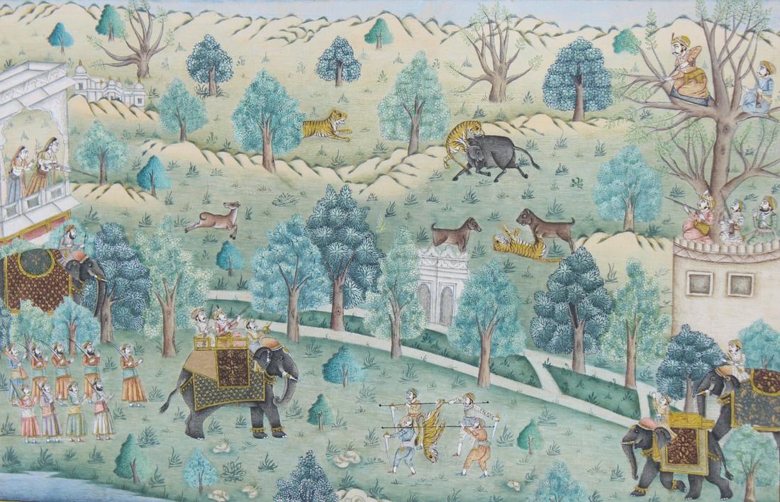Exceptional Antique Tiger Hunt Scene, India (1 of 4)