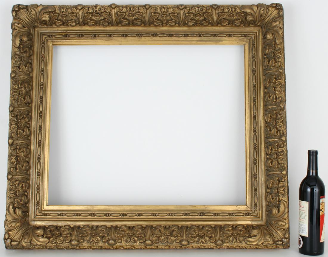 19th C. Carved Giltwood Frame: Rabbet Size: 20 x 24 in. Overall Framed Size: 29.5 x 33.5 in.
