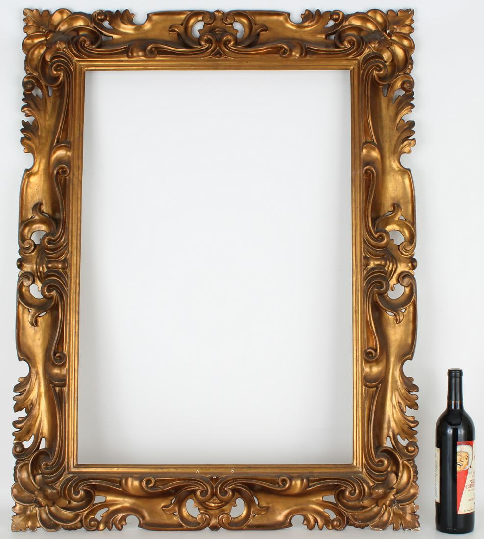 19th C. Italian Carved Giltwood Frame: Rabbet Size: 31.25 x 21.75 in. Overall Framed Size: 39.5 x 30 in.