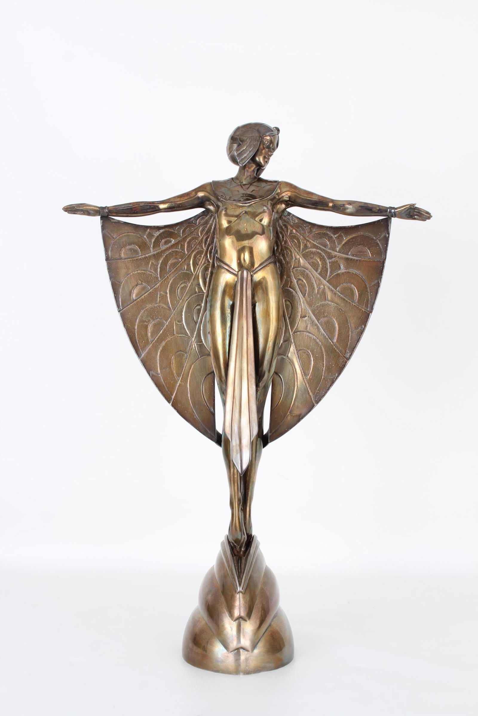 Signed, Silvered Bronze Art Deco Figure (1 of 6)
