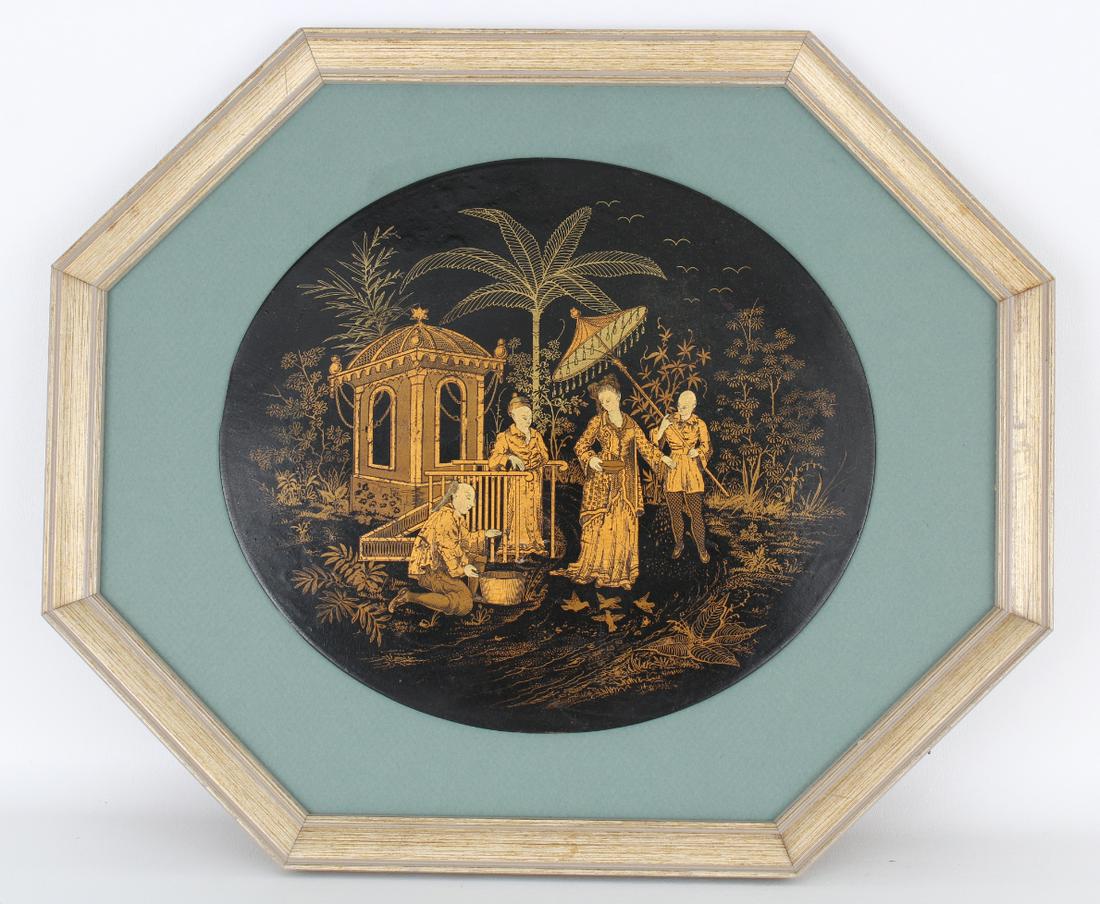 Asian Gold-Painted Lacquered Panel (1 of 2)