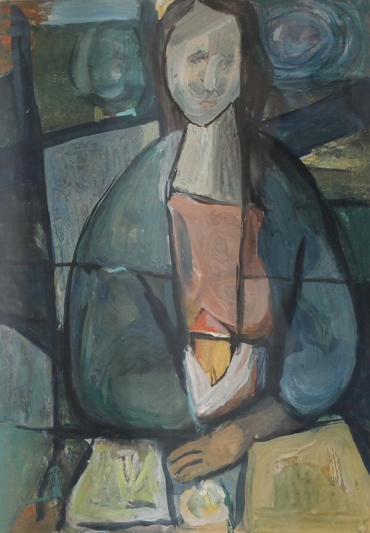 European School, Portrait of a Seated Female: European School, Portrait of a Seated Female, Watercolor on Paper, Unsigned. Sight Size: 12 x 8.5 in. Overall Framed Size: 17 x 15 in.