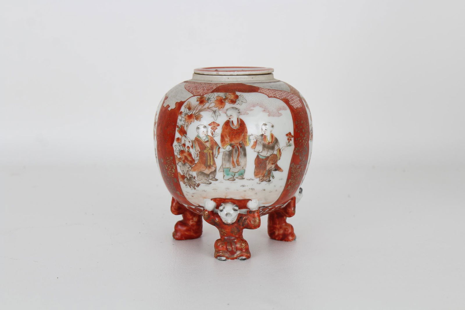 Signed, Japanese Kutani Figural Footed Censer (1 of 8)