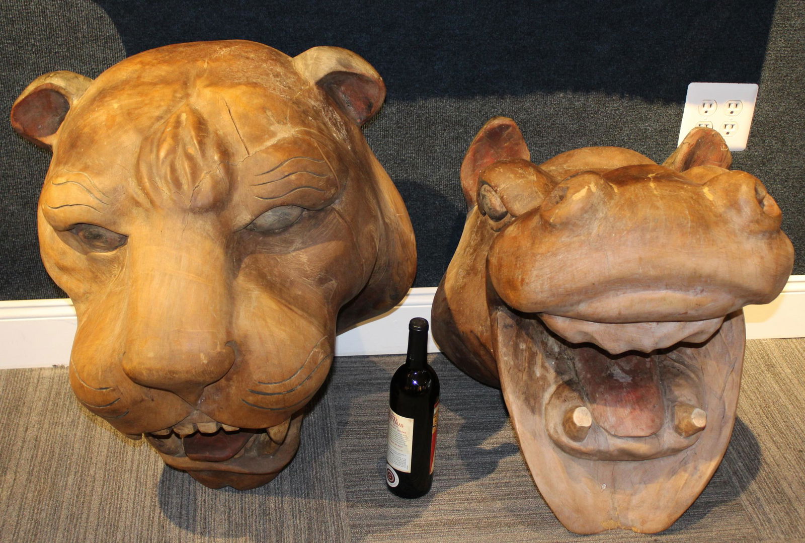 Monumental Carved Tiger and Hippo Figures (1 of 7)