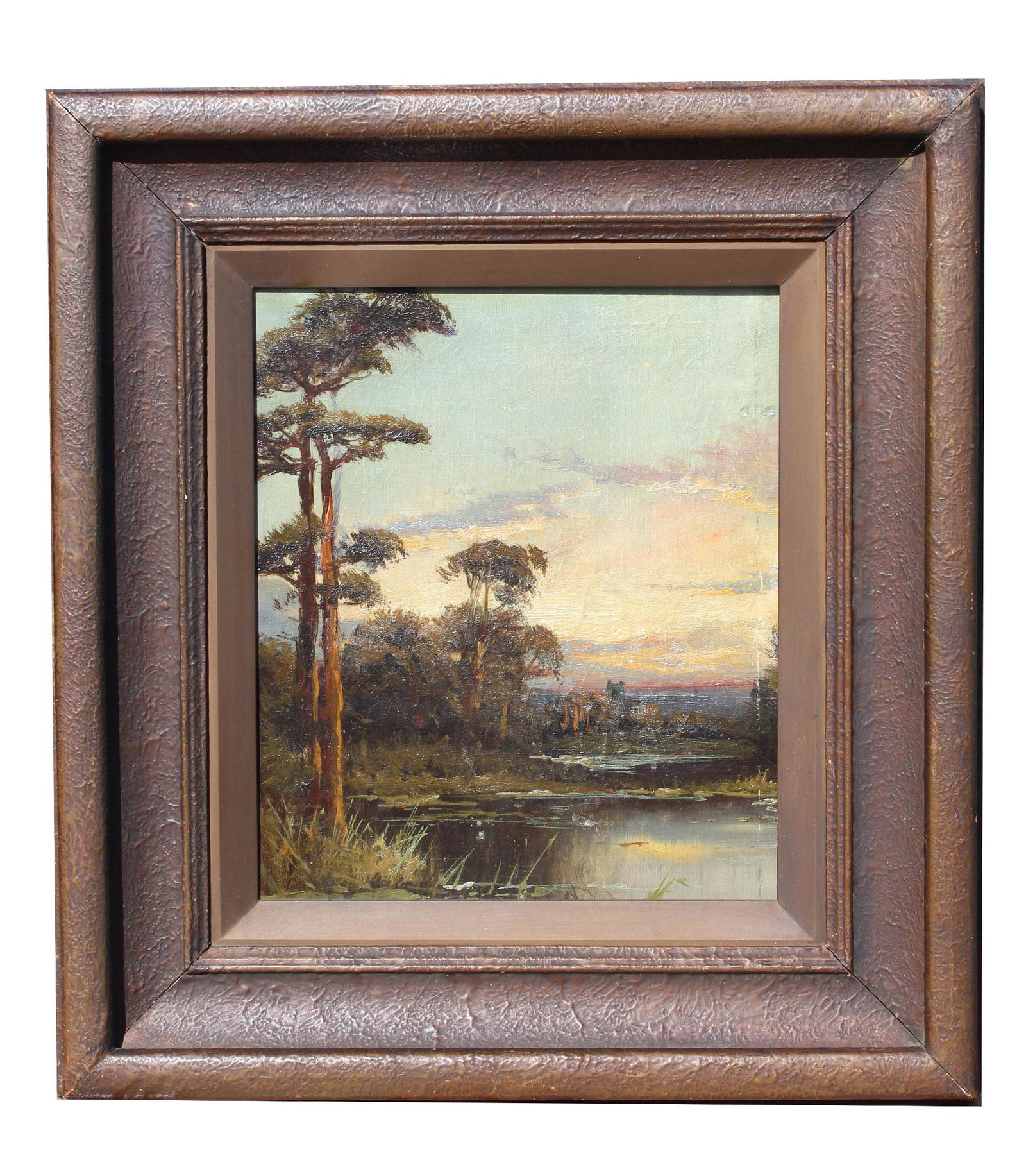 After Backus, Signed Florida Landscape: After Backus, Signed Florida Landscape. Signed verso. Oil on Board. Sight Size: 11.75 x 10 in. Overall Framed Size: 19.5 x 17.5 in.