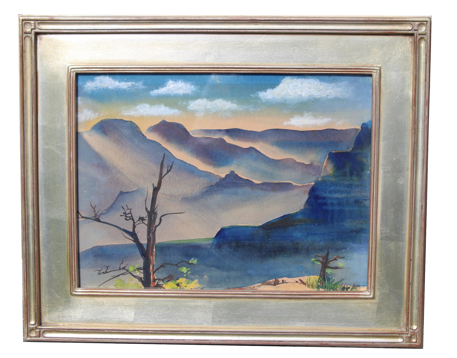 New Mexico School, Signed Nash: New Mexico School, Signed Nash. Bearing signature. Watercolor/Gouache on Paper. Sight Size: 12.25 x 16 in. Overall Framed Size: 17.5 x 21.25 in. Framed behind glass.