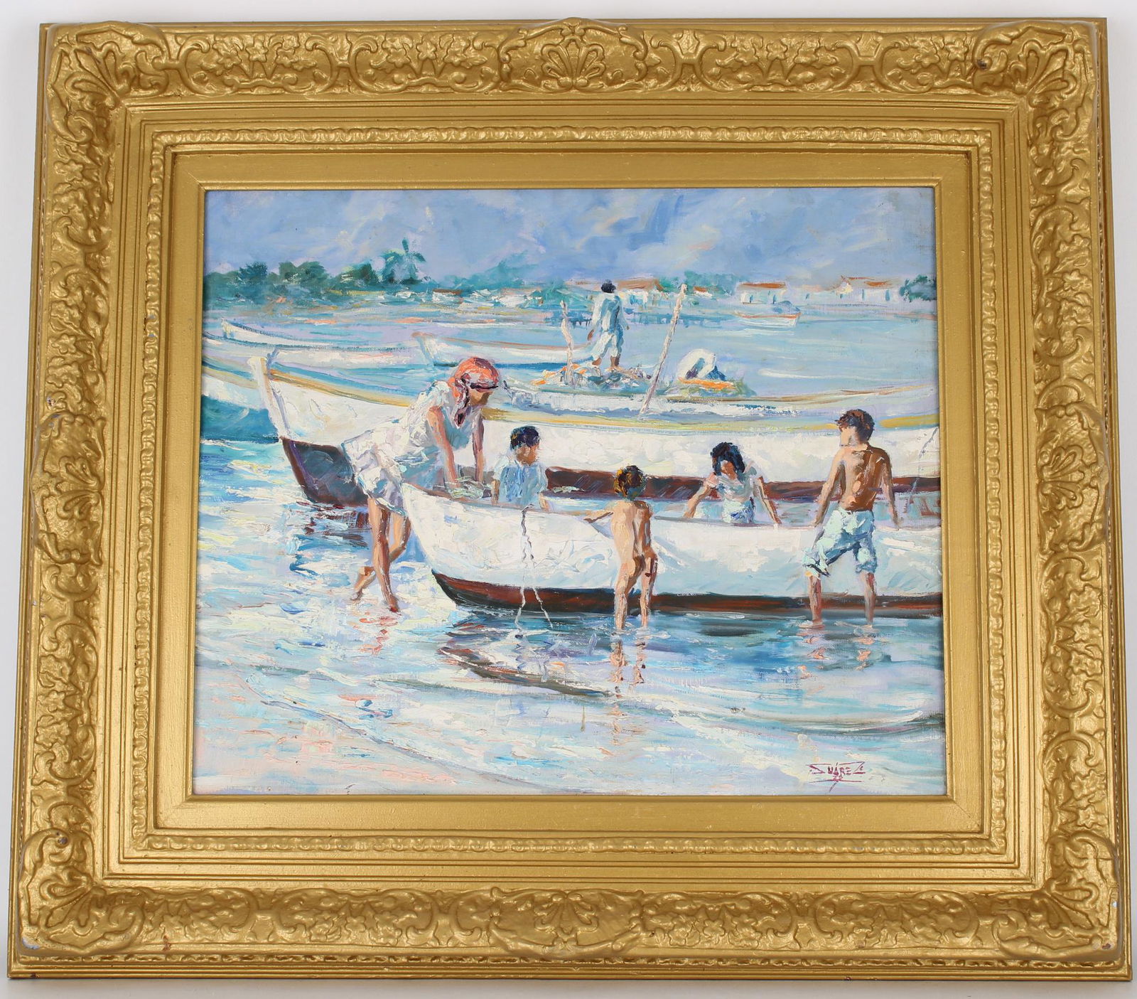 Spanish School, Painting of Figures at the Beach (1 of 4)