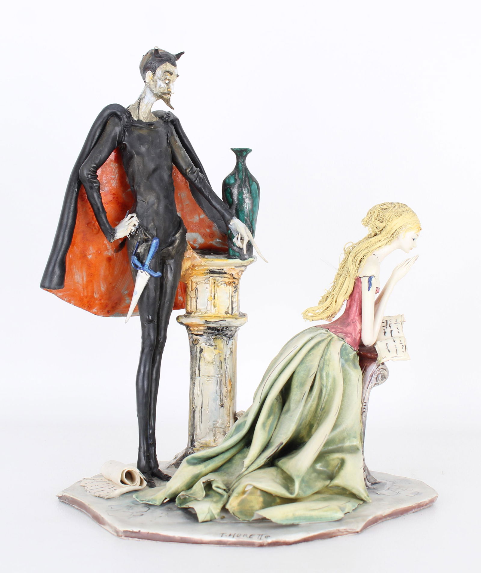 Toni Moretto (1929 - 2011) Lo Scricciolo Sculpture: Toni Moretto (1929 - 2011) Lo Scricciolo Figural Sculpture. Signed near bottom edge. Inscribed on bottom. Dimensions: 10.75 9 x 8 in.