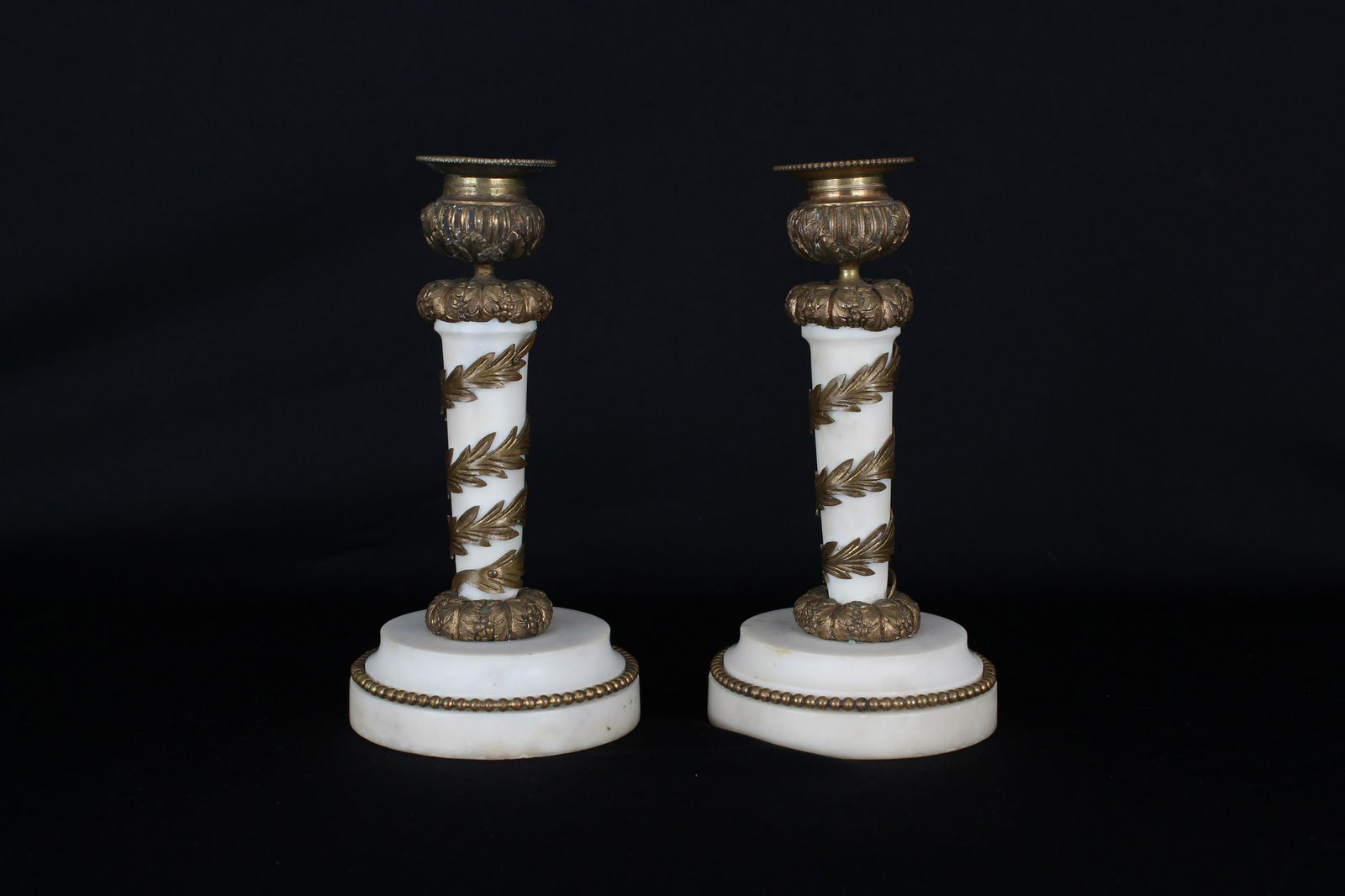 (2) French Marble/Gilt Bronze Candlesticks (1 of 2)