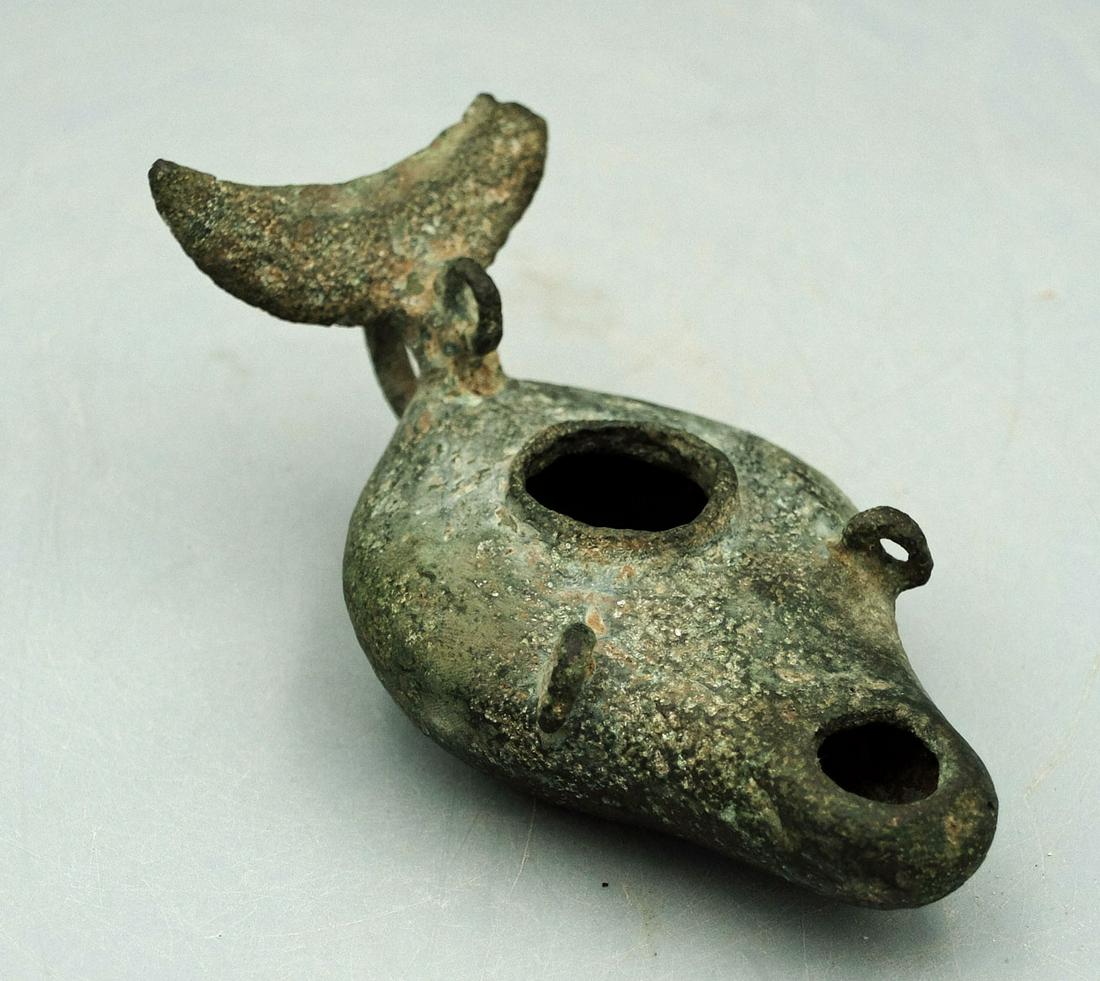 Roman Bronze Oil Lamp, ca. 1st - 3rd C. AD (1 of 3)