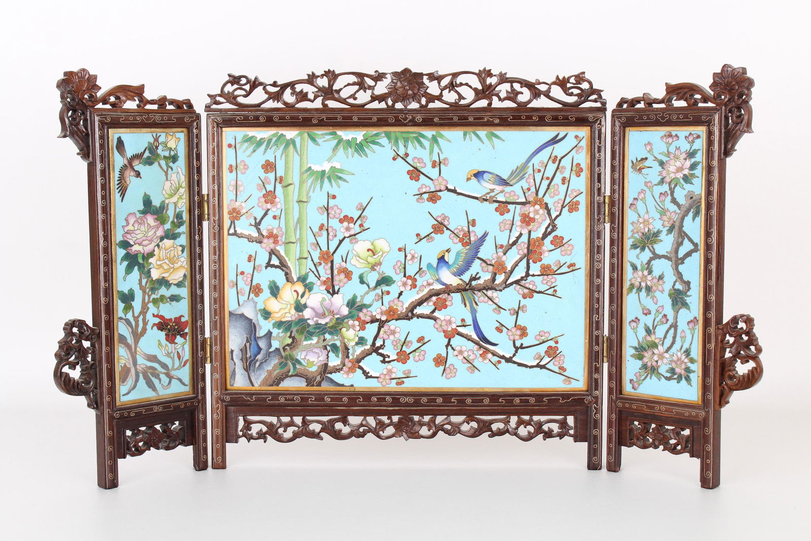 Chinese Cloisonne 3-Panel Table Screen (1 of 7)