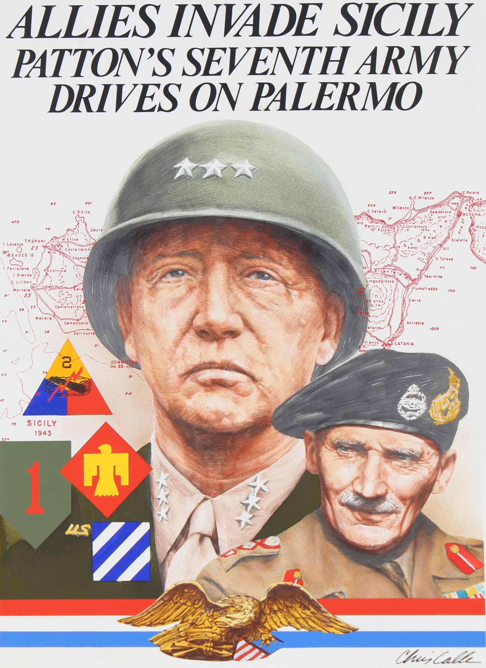 Chris Calle (B 1961) "Allies Invade Sicily" Orig (1 of 4)