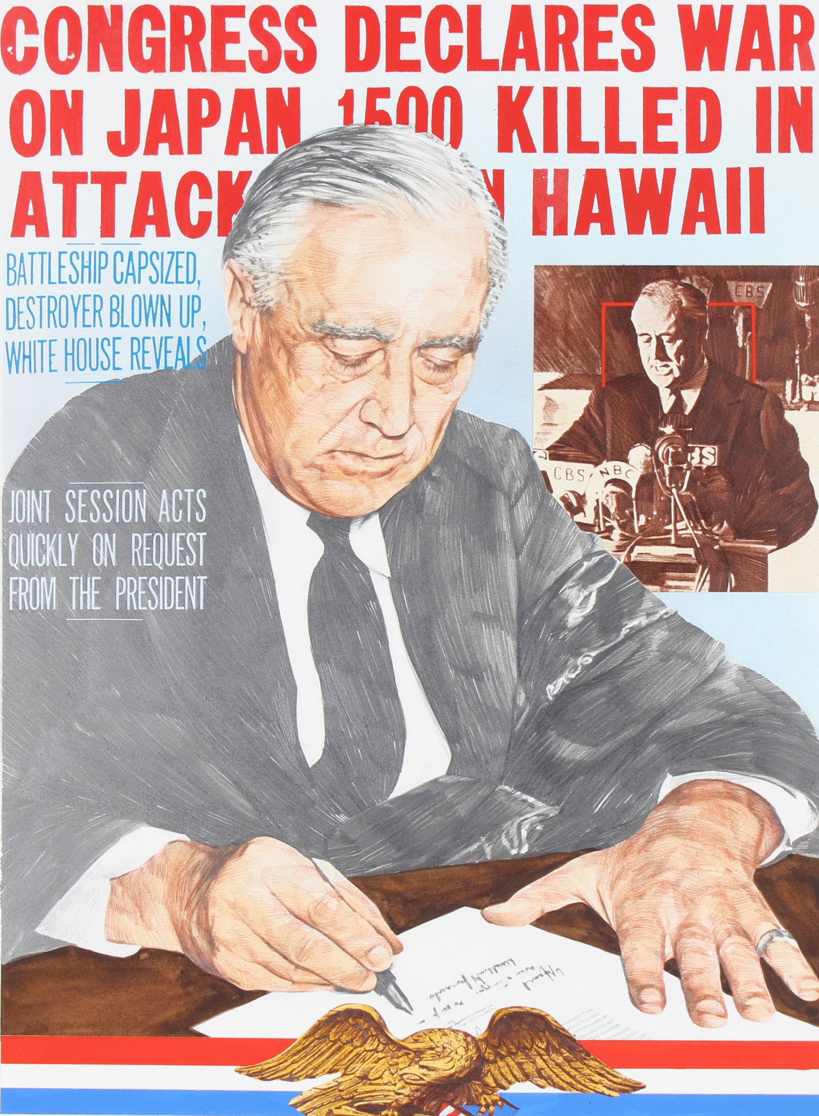 Chris Calle (B. 1961) "U.S Declares War on Japan" (1 of 4)