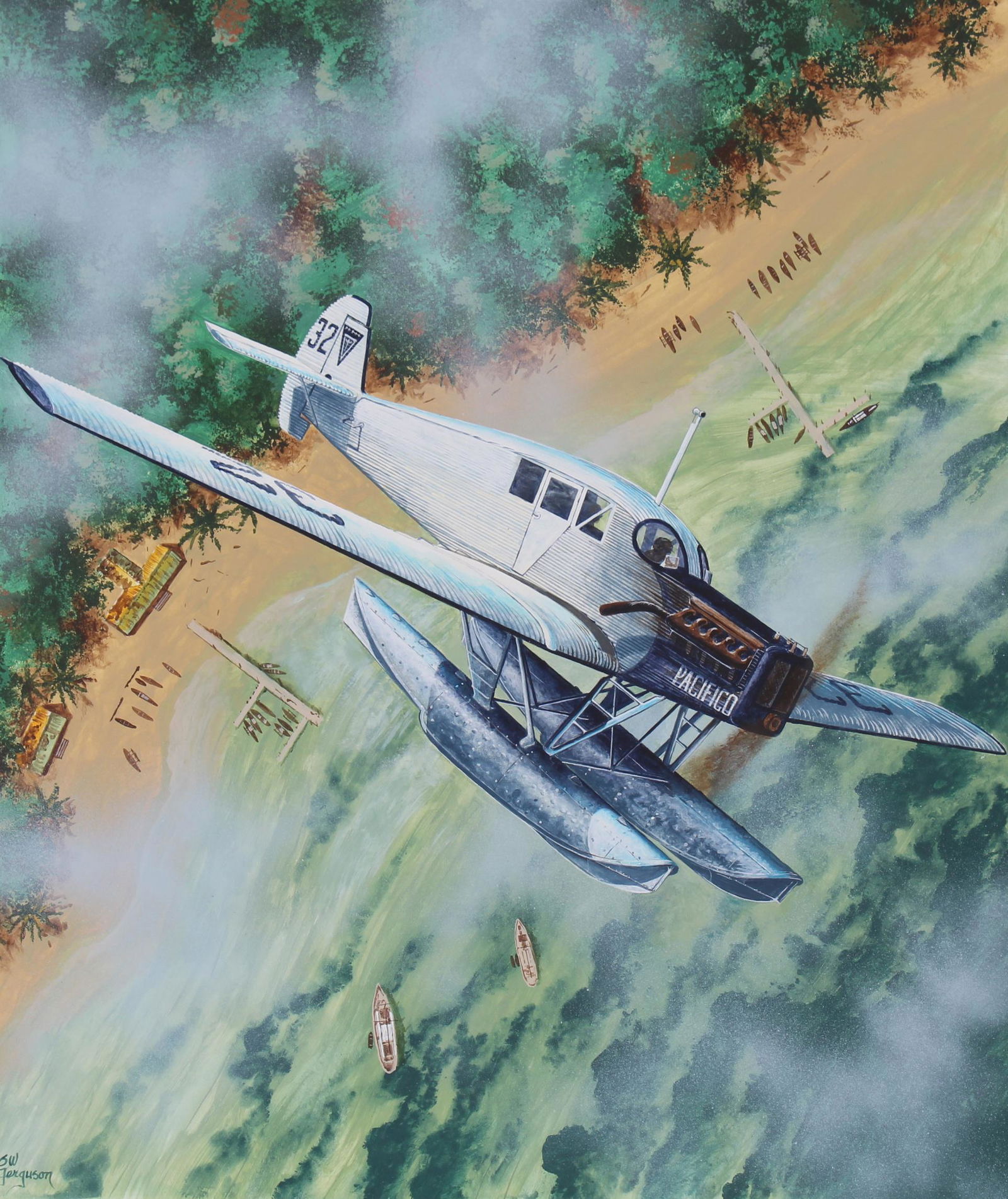 Steve Ferguson (B. 1946) "1919 Junkers F-13" W/C (1 of 5)