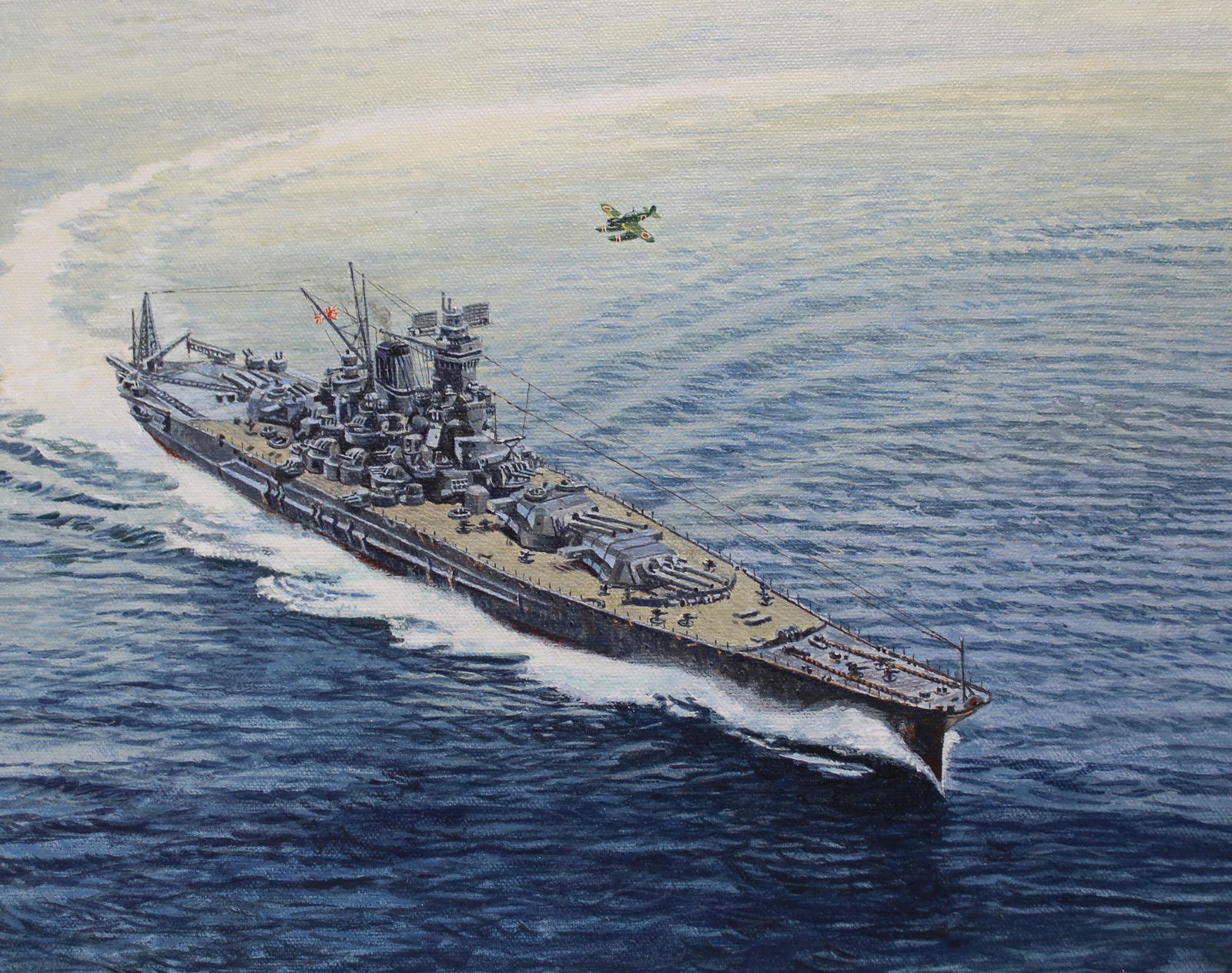 Brian Sanders (B. 1937) "Yamato" Oil: Brian Sanders (British, B. 1937) "Yamato" Original Oil painting on Canvas Board. Provenance: Collection of James A. Helzer (1946-2008), Founder of Unicover Corporation. This painting was originally pu