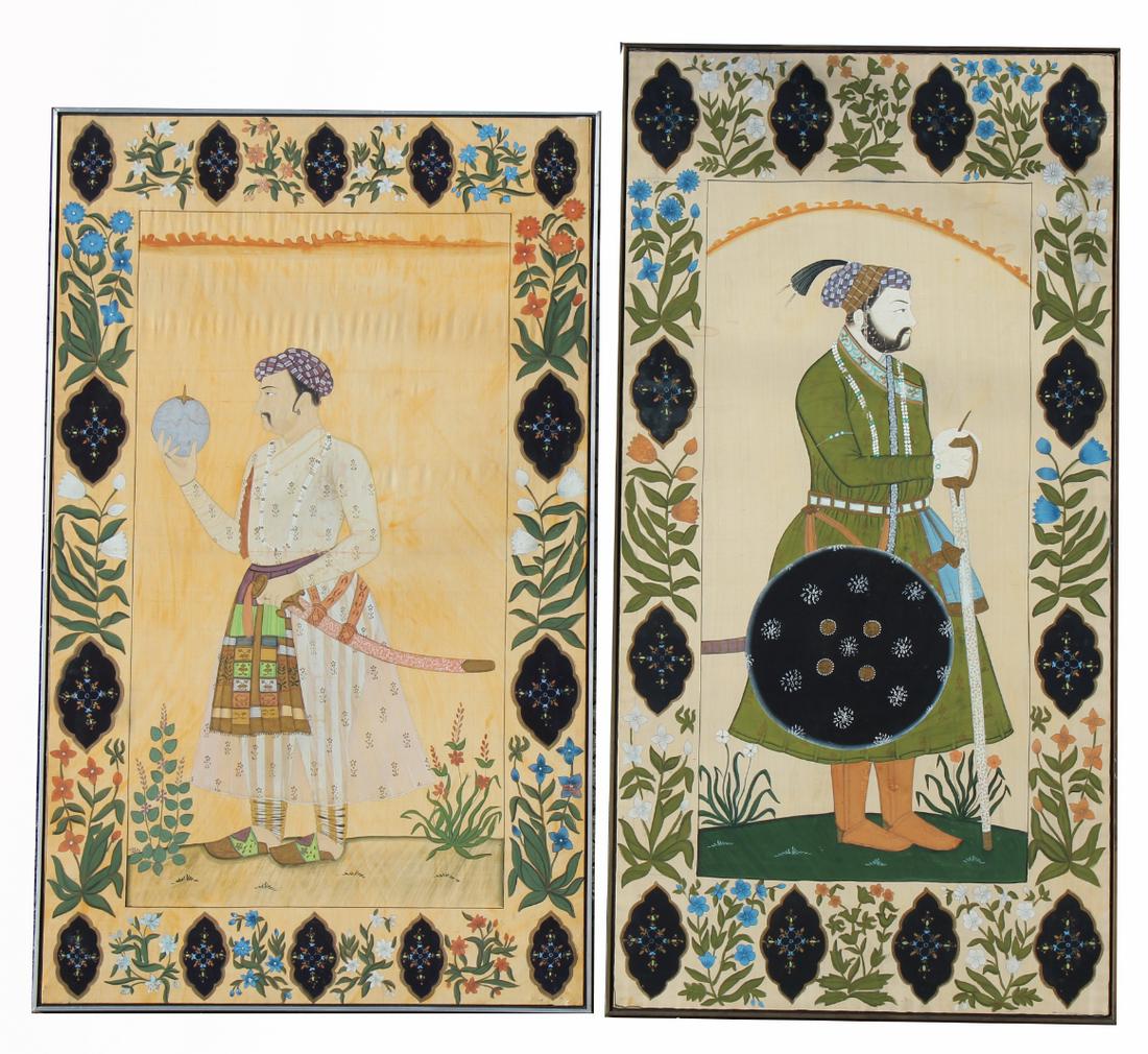 (2) Hand Painted Silk Indian Tapestry (1 of 1)