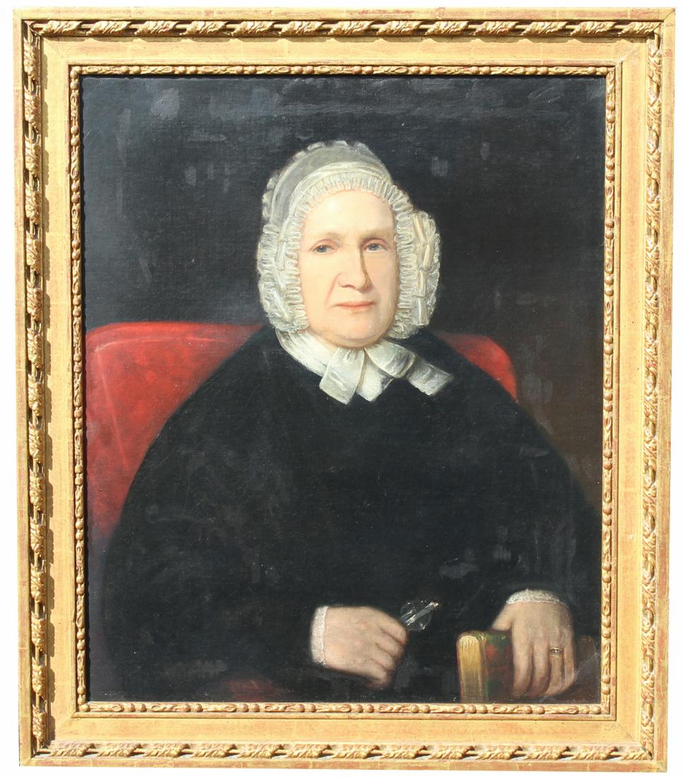 19th C. American School Portrait of a Woman: 19th C. American School Portrait of a Woman. Oil on canvas. Appears to be unsigned, has not been examined out of the frame. Sight size: 25 x 30 in. Overall framed size: 36 x 31 in.