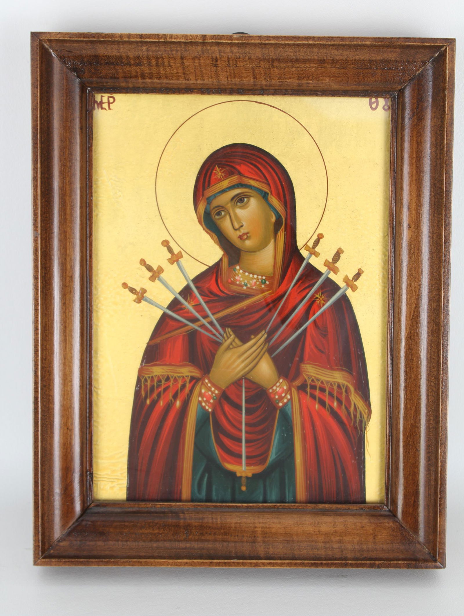 20th C. Framed Russian Icon "Our Lady of Sorrows" (1 of 3)