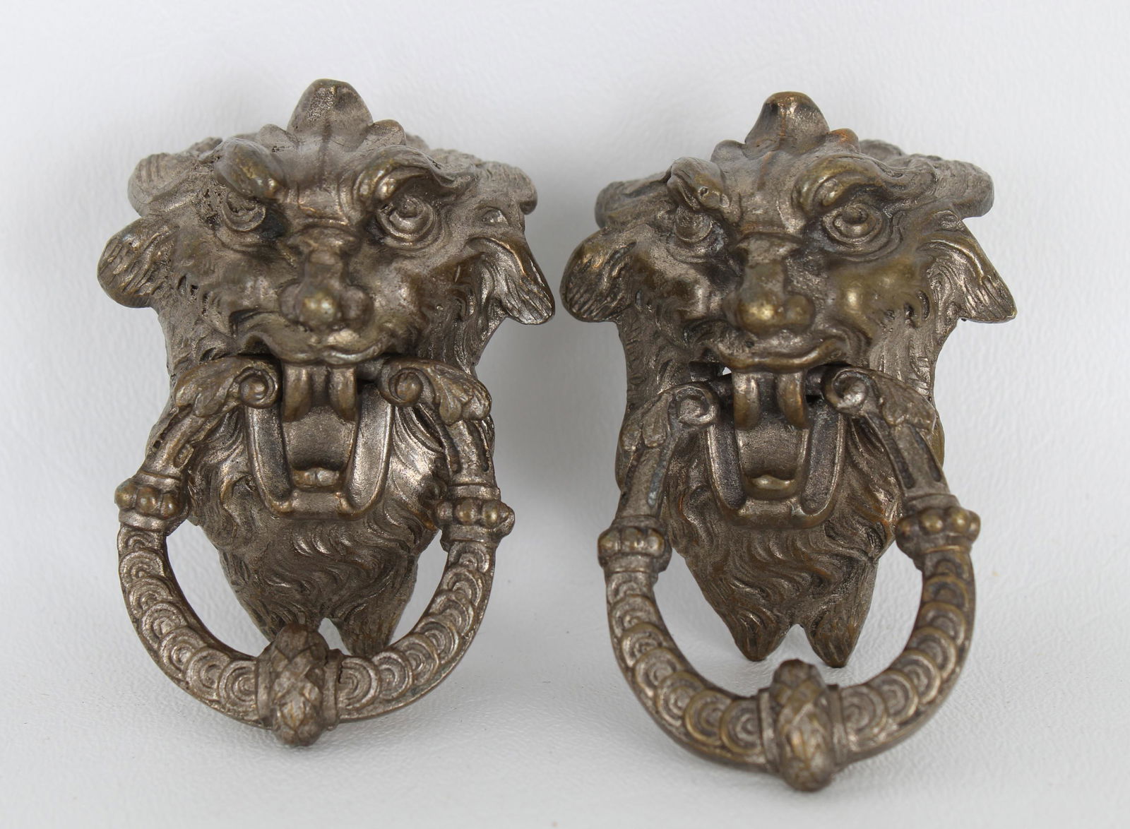 19th C. Set of Metal Griffin Head Door Pulls (1 of 2)