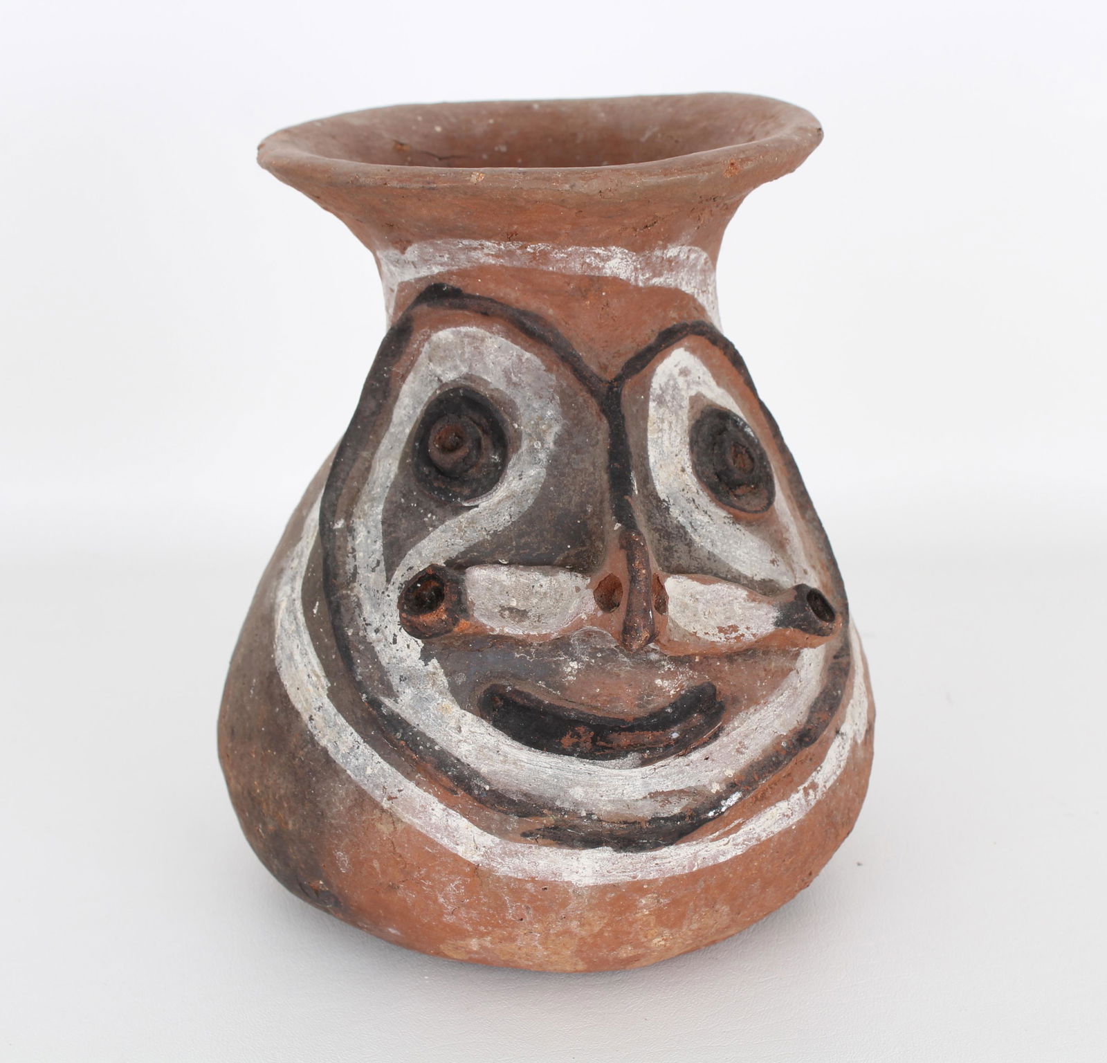 20th C. Food Preparation Jar, Chambri Lakes Region: Food preparation jar, Chambri lakes region, Papua New Guinea, 20th century, low fired, hand modeled earthenware with organic pigments. Collected by Fritz and Lucille Wallace, in Papua New Guinea, circ