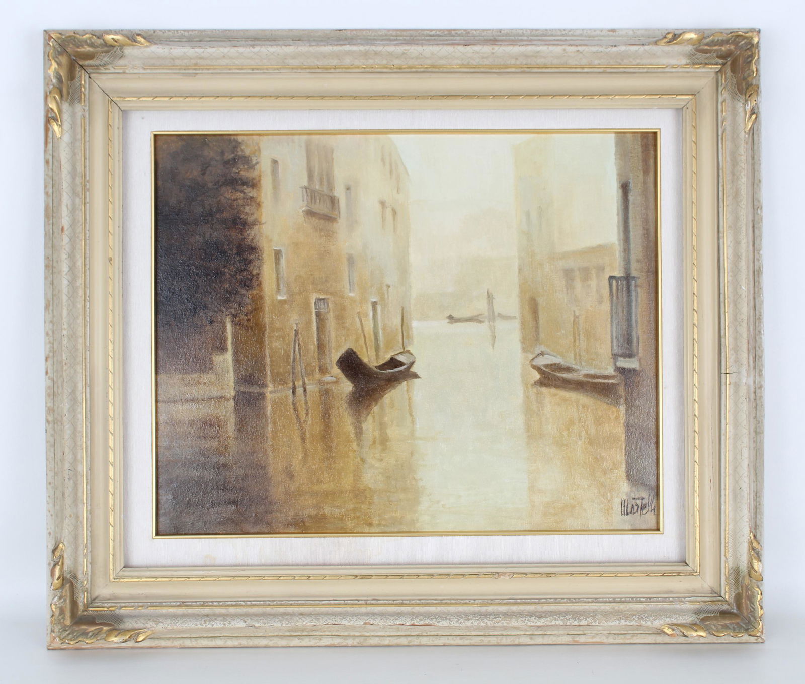 19th Century Scene of Venice: 19th Century Scene of Venice, Oil on Canvas, Signed Martelli, Gallery Label on Verso Sight Size: 15 x 19 in. Overall Framed Size: 23.75 x 27.54 x 3 in.