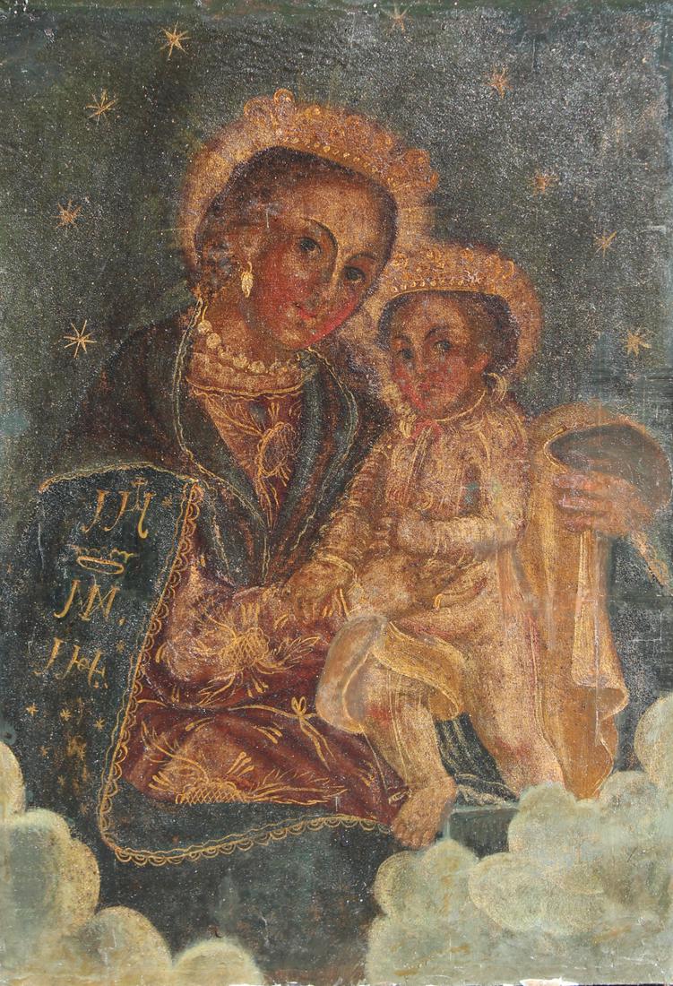 Early Antique Cuzco School, Madonna and Child (1 of 3)
