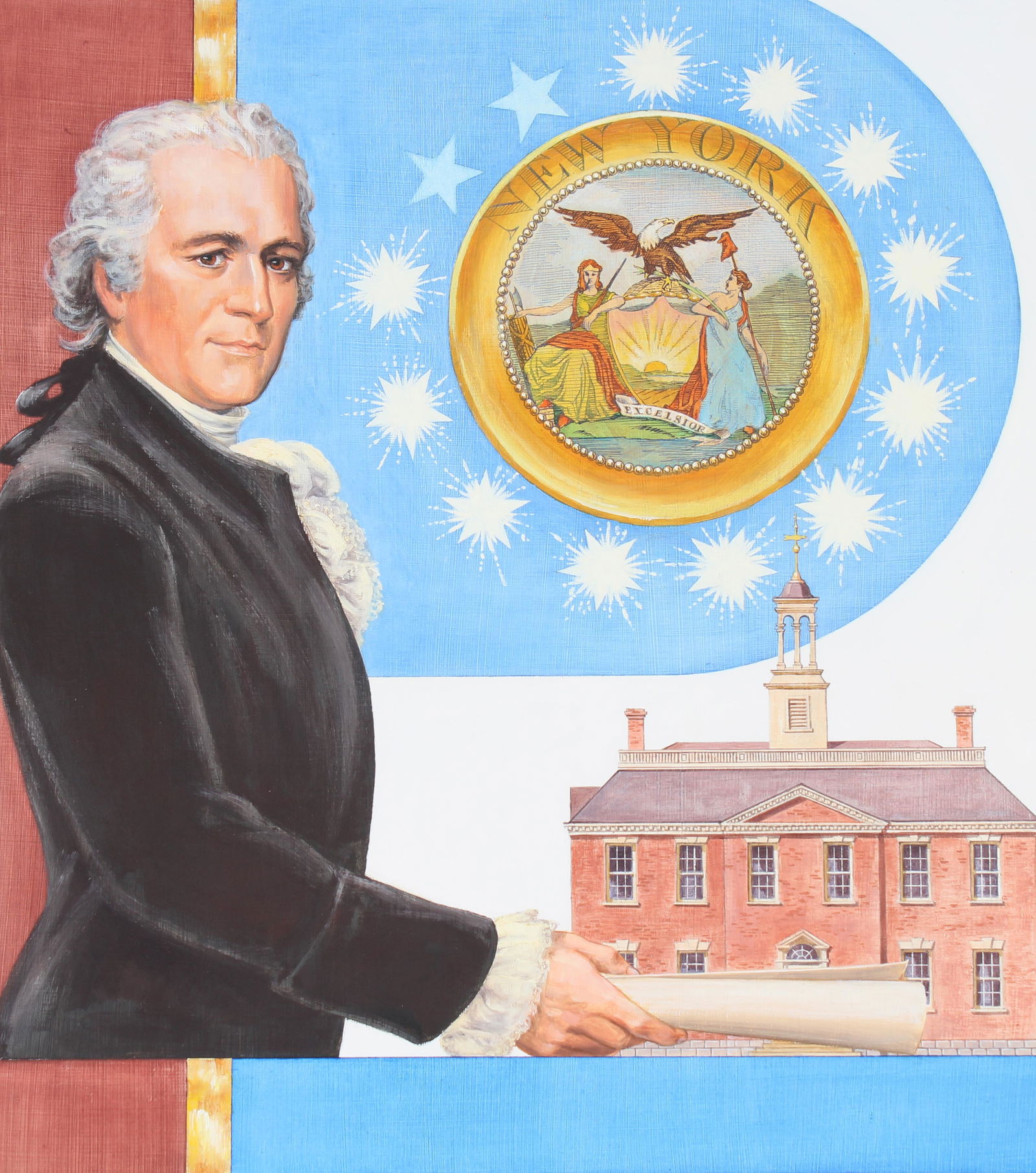 David Stone (1922-2001) "New York Statehood" Oil (1 of 7)