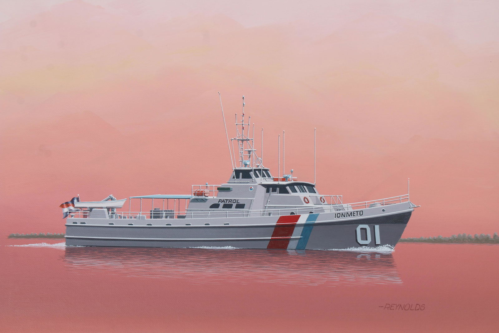 Keith Reynolds (B. 1929) "Ionmeto Patrol Boat" Oil (1 of 3)