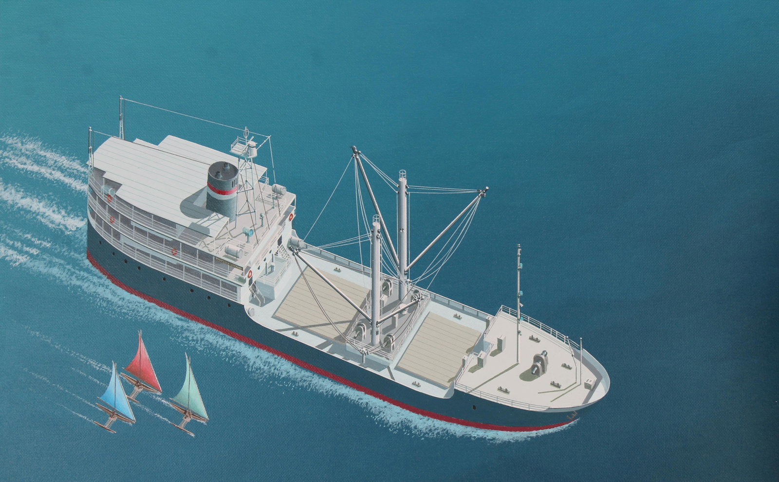 Keith Reynolds (B. 1929) "Millennium of Sailing": Keith Reynolds (American, B. 1929) "Millennium of Sailing in Marshall Islands" Signed lower right. Original Oil painting on Canvas Board. Provenance: Collection of James A. Helzer (1946-2008), Founder