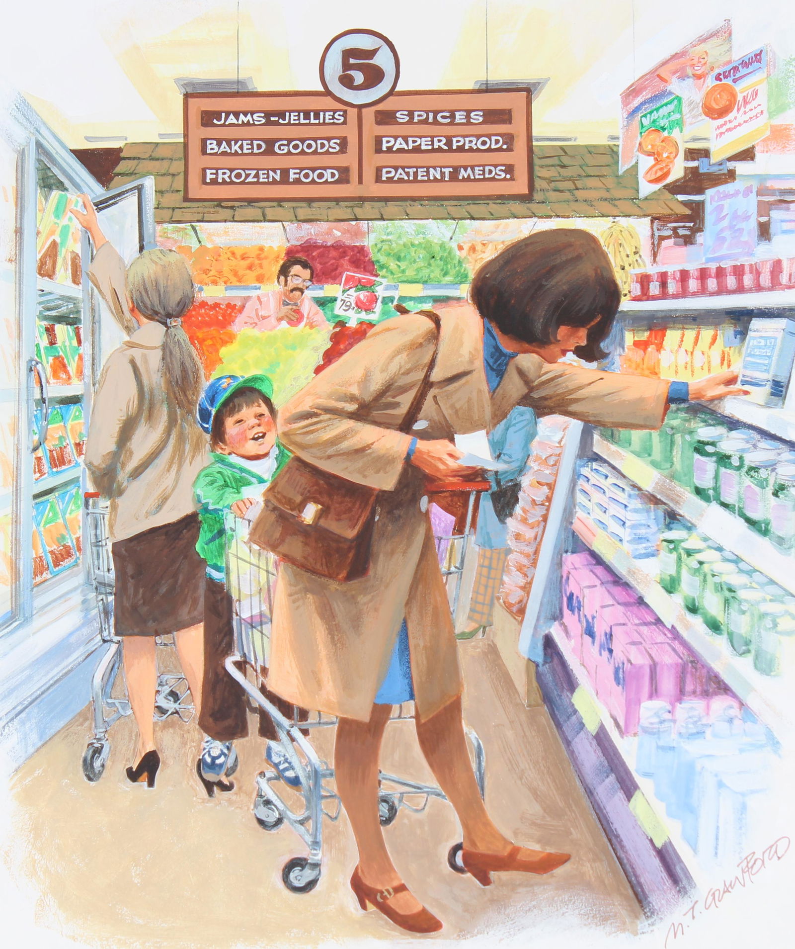 Mel Crawford (B. 1925) "Grocery Store" Original (1 of 4)