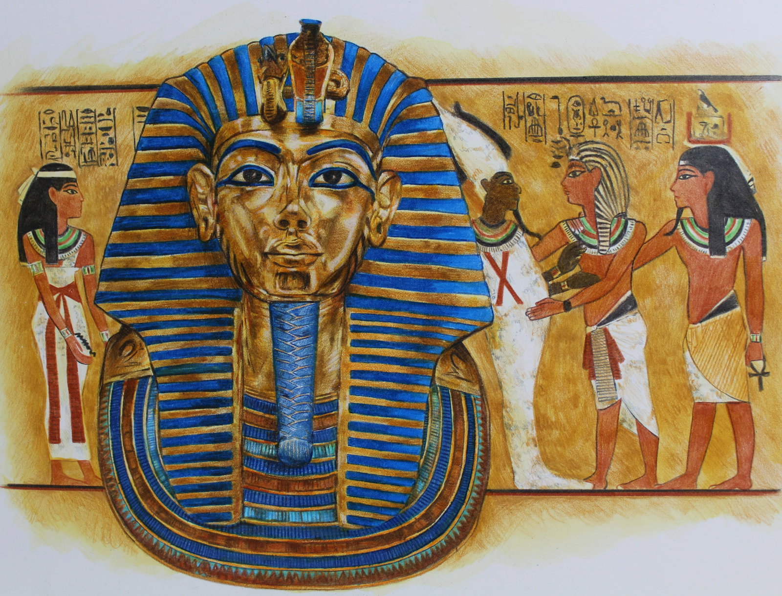 Paul & Chris Calle "Archeology Reveals Glories": Paul Calle (American, 1928 - 2010) and Chris Calle (American, B. 1961) "1920s - Archeology Reveals Past Glories" Signed lower right. Mixed Media on Illustration Board. Provenance: Collection of James 