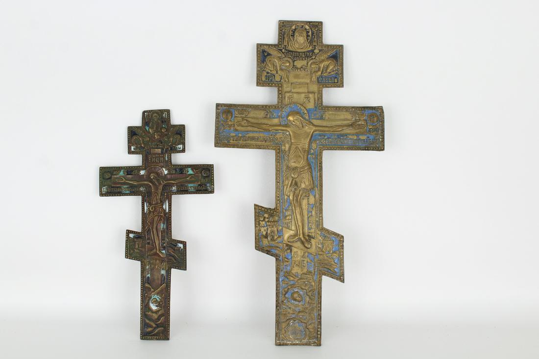 (2) Antique Bronze Russian Icons (1 of 5)