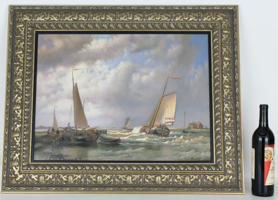 Thomas Scott (20th C.) Docked Ships (1 of 4)