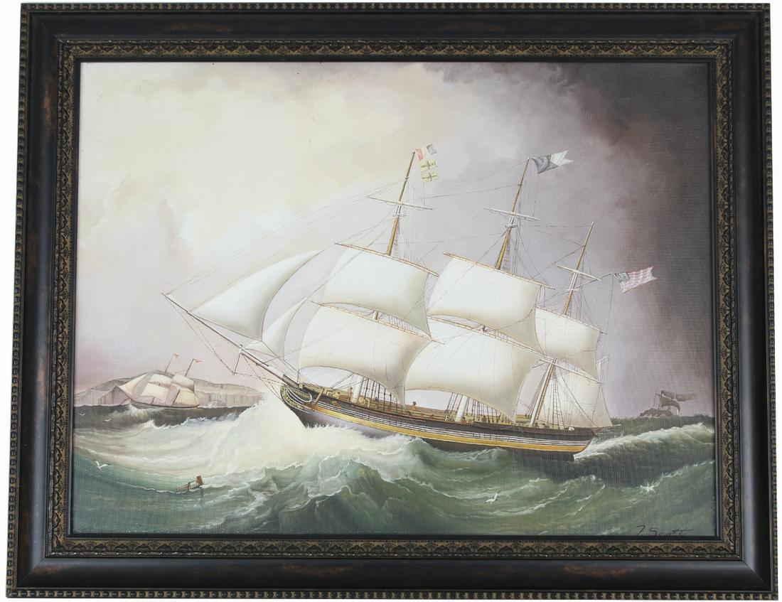 Thomas Scott (20th C.) Schooner in Stormy Sea (1 of 3)