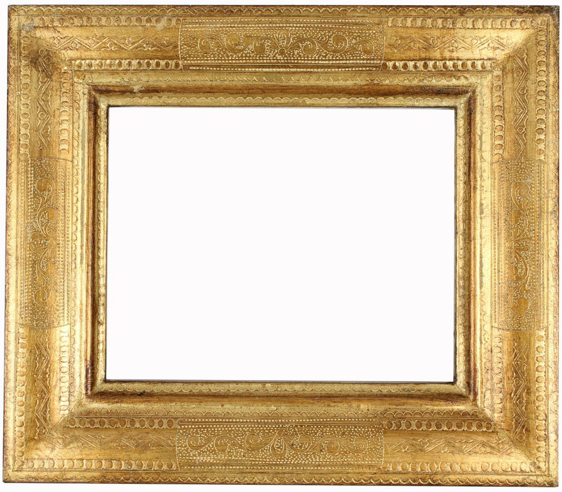 19th C. Carved/Punched Decoration/Gilt Wood Frame (1 of 3)