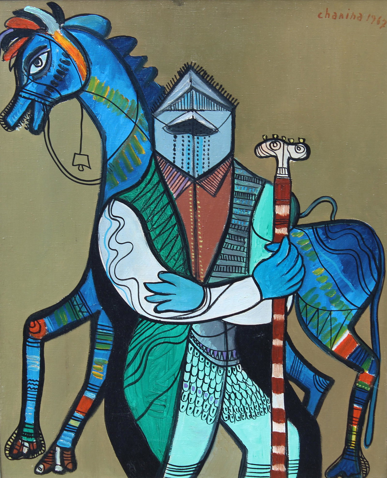 Chanina Luwisz Szejnbejn (1927 - 2012) Cubist: Chanina Luwisz Szejnbejn (Brazilian- Polish, 1927-2012) Cubist painting. Signed and dated (1967) upper right. Oil on Canvas. Sight Size: 19 x 15 in. Overall Framed Size: 28 x 24 in.