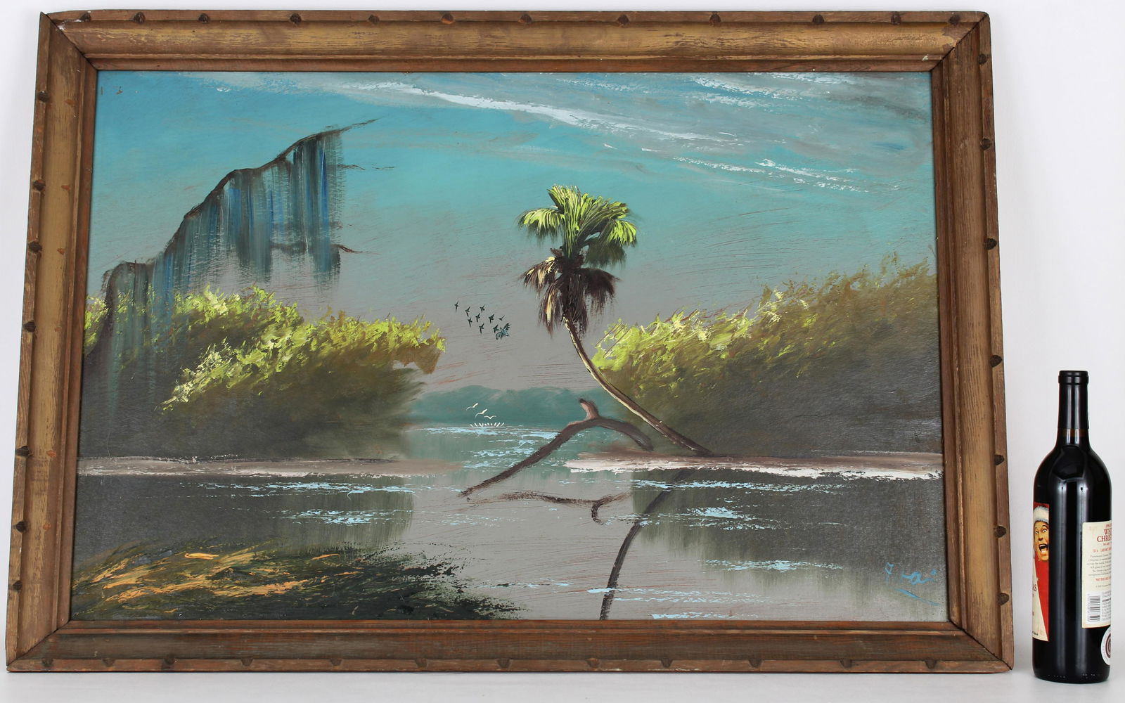 Alfred Hair (1941 - 1971) Highwaymen Painting: Alfred Hair (Florida, 1941 - 1971) FL Highwaymen Painting. Signed lower right. Oil on Upson Board. Sight Size: 24 x 36 in. Overall Framed Size: 27 x 39 in.