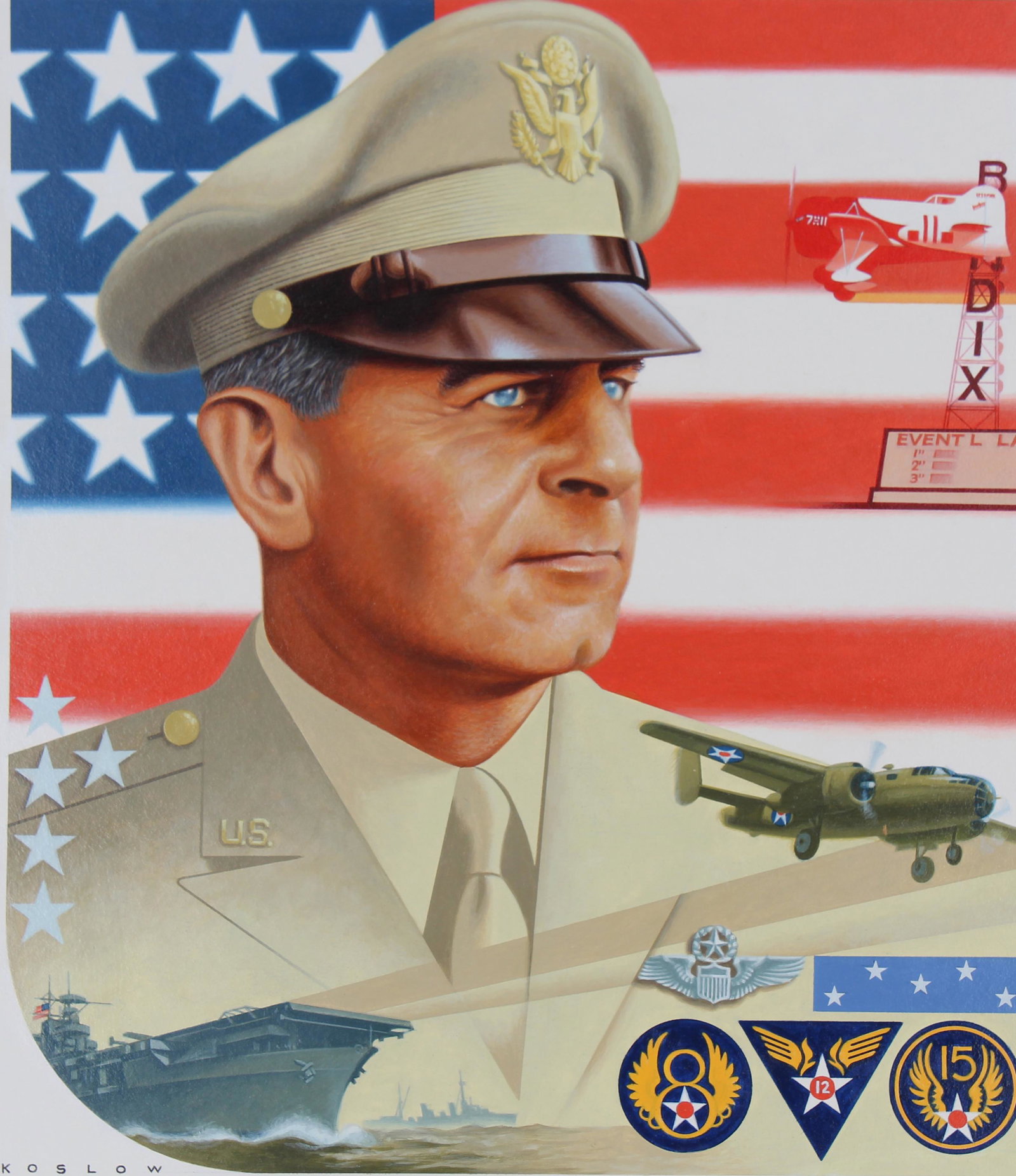 Howard Koslow (1924 - 2016) "James Doolittle" Oil (1 of 5)
