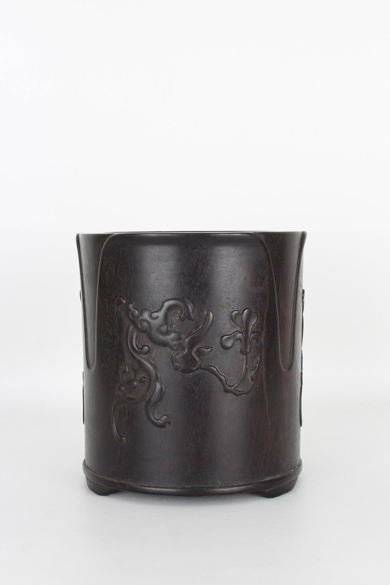 Chinese Zitan Wood 'Dragon' Brush Pot (1 of 7)