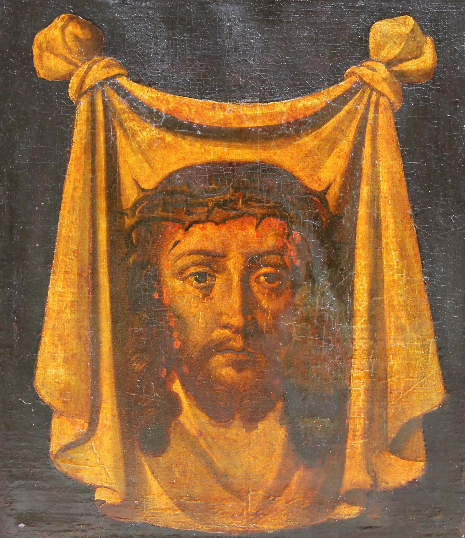 17th C. Old Master, Jesus with Crown of Thorns: 17th C. Old Master, Jesus with Crown of Thorns. Oil on canvas. Appears to be unsigned, has not been examined out of frame. Sight Size: 17 x 15 in. Overall Framed Size: 20 x 18 in.