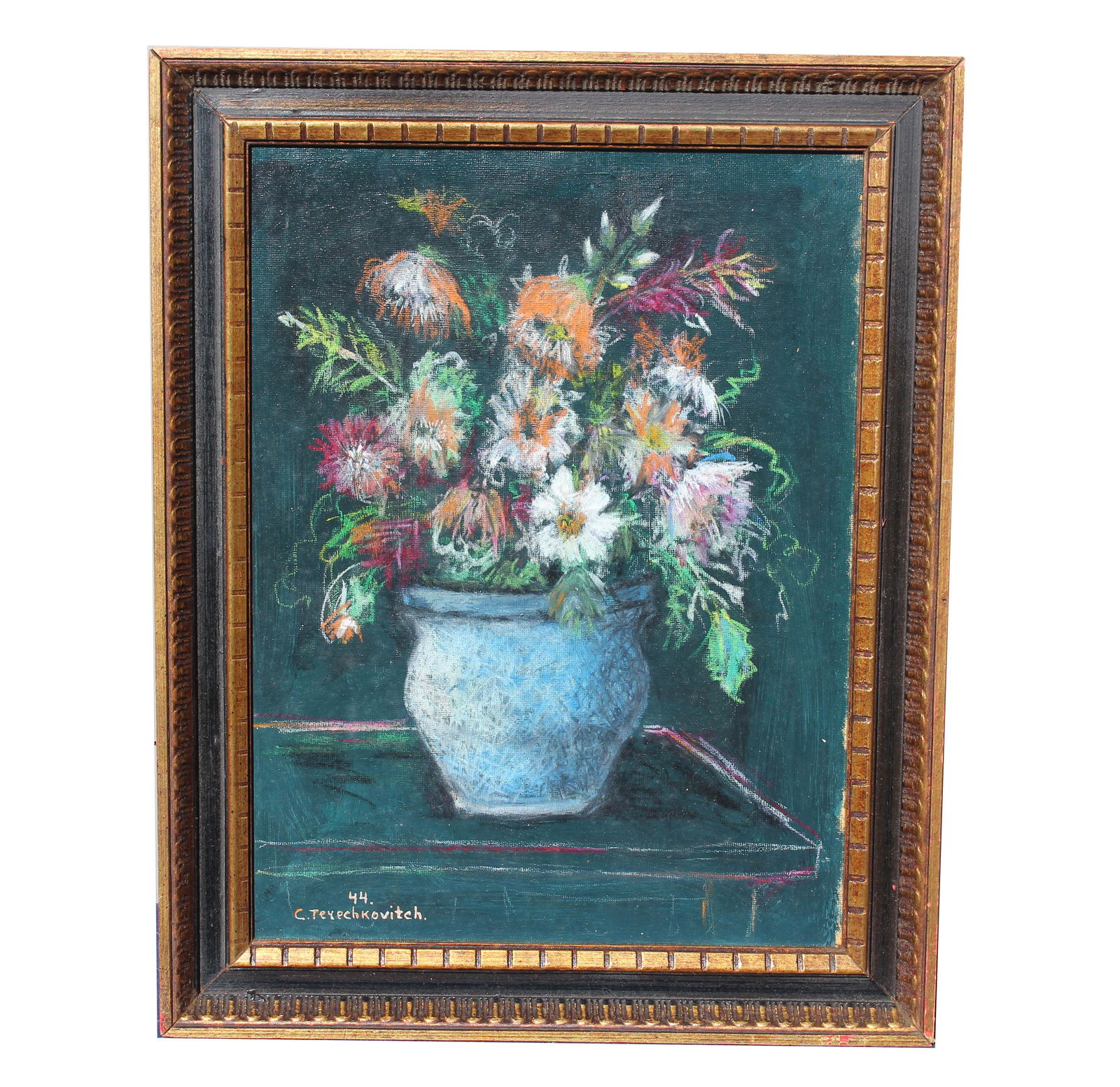 Attri. Constantin Terechkovitch (1902 - 1978): Attributed Constantin (Costia) Terechkovitch (1902 - 1978) Signed and dated ('44) lower left. Oil on Canvasboard. Sight Size: 15 x 11.25 in. Overall Framed Size: 18.75 x 14.75 in.