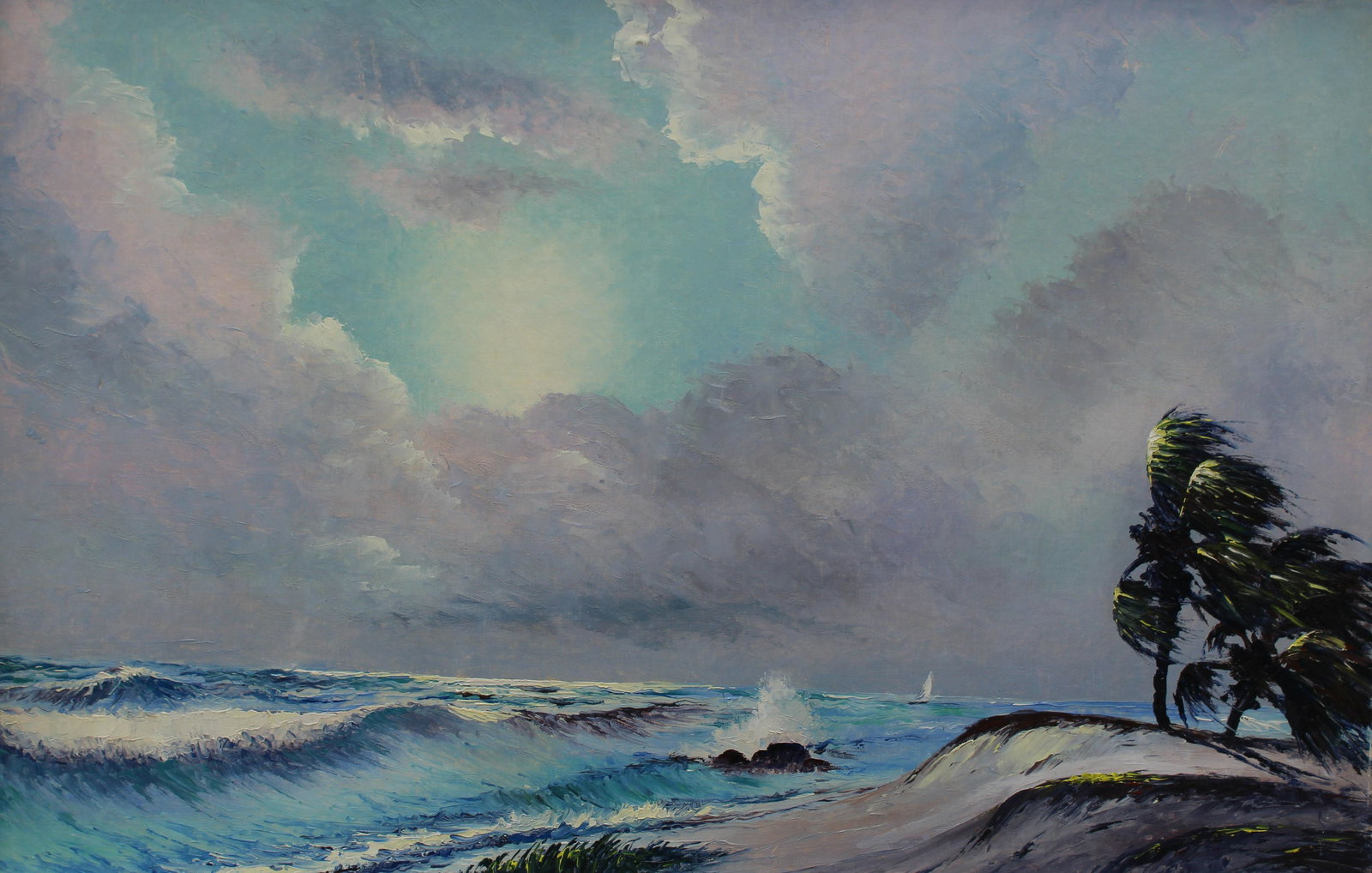 Roy McClendon (B. 1932) Florida Highwaymen: Roy McClendon (B. 1932) Florida Highwaymen painting. Oil on Canvas Board. Signed lower right. Sight Size: 24 x 36 in. Overall Framed Size: 27 x 39 in. - Updated 6.6.22 (medium was corrected in the des