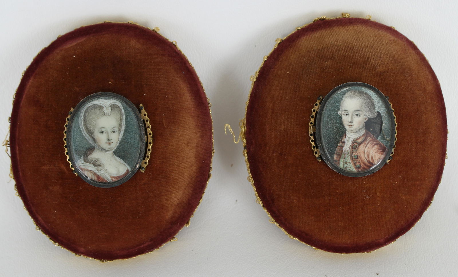 (2) European School Miniature Portraits of Couple (1 of 4)