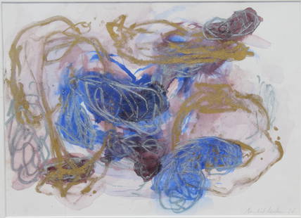 Nabil Nahas (NY, B. 1949): Nabil Nahas (NY, B. 1949) Abstract Composition. Watercolor on Paper. Signed and dated (1988) lower right. COA from the Artist. Provenance: From the Estate of Gerard Vitagliano, California. Image