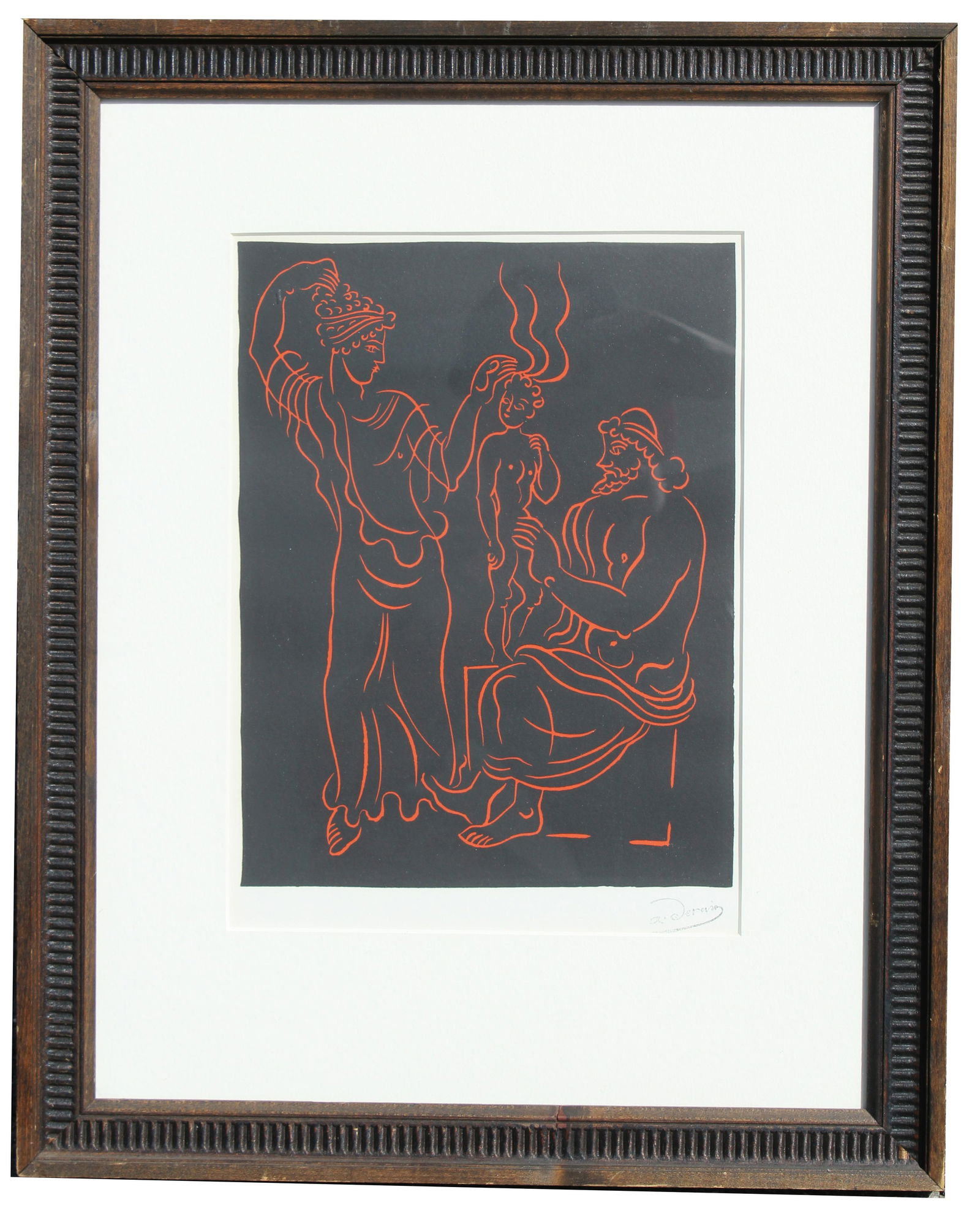 Andre Derain (French, 1880 - 1954) "L'Enfant": Andre Derain (French, 1880 - 1954) "L'Enfant" Wood Engraving. Stamp signature lower right. Certificate authenticity verso. Provenance: The Collector's Guild LTD; The Estate of Aaronel Gruber Image Siz