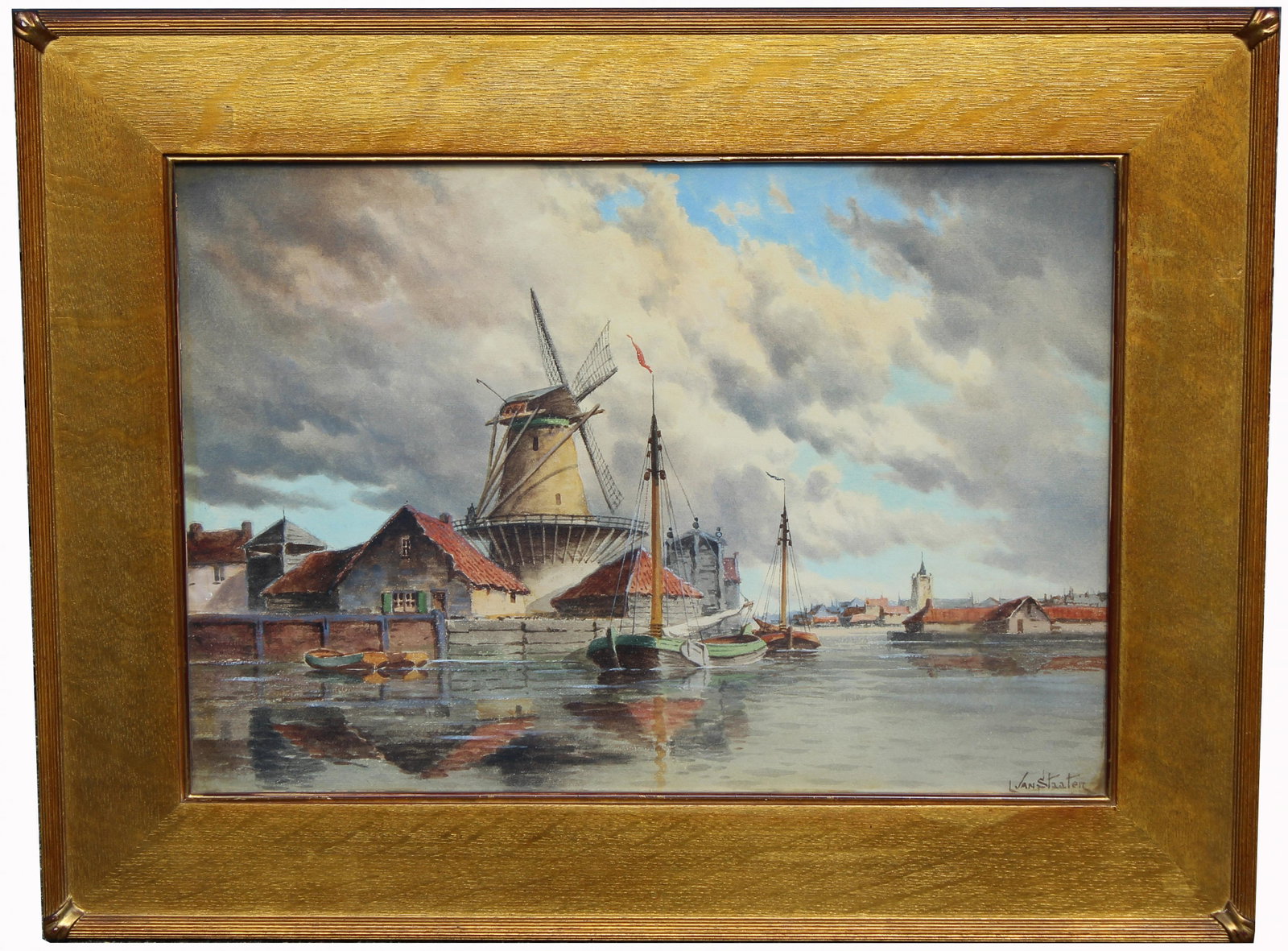 Hermanus Koekkoek II (1836 - 1909) Watercolor: Hermanus Koekkoek II (Dutch, 1836 - 1909) Signed (L. Van Staater) lower right. Watercolor. Sight Size: 14 x 20 in. Overall Framed Size: 20 x 26 in. Framed behind glass.