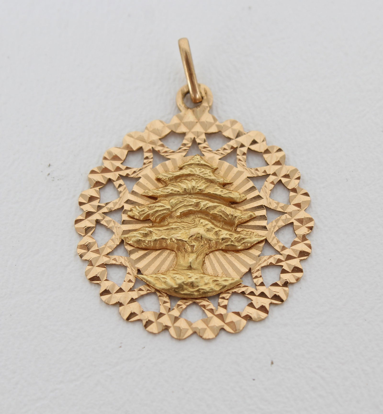 18K Gold Lebanese Cedar Tree Pendant (1 of 3)