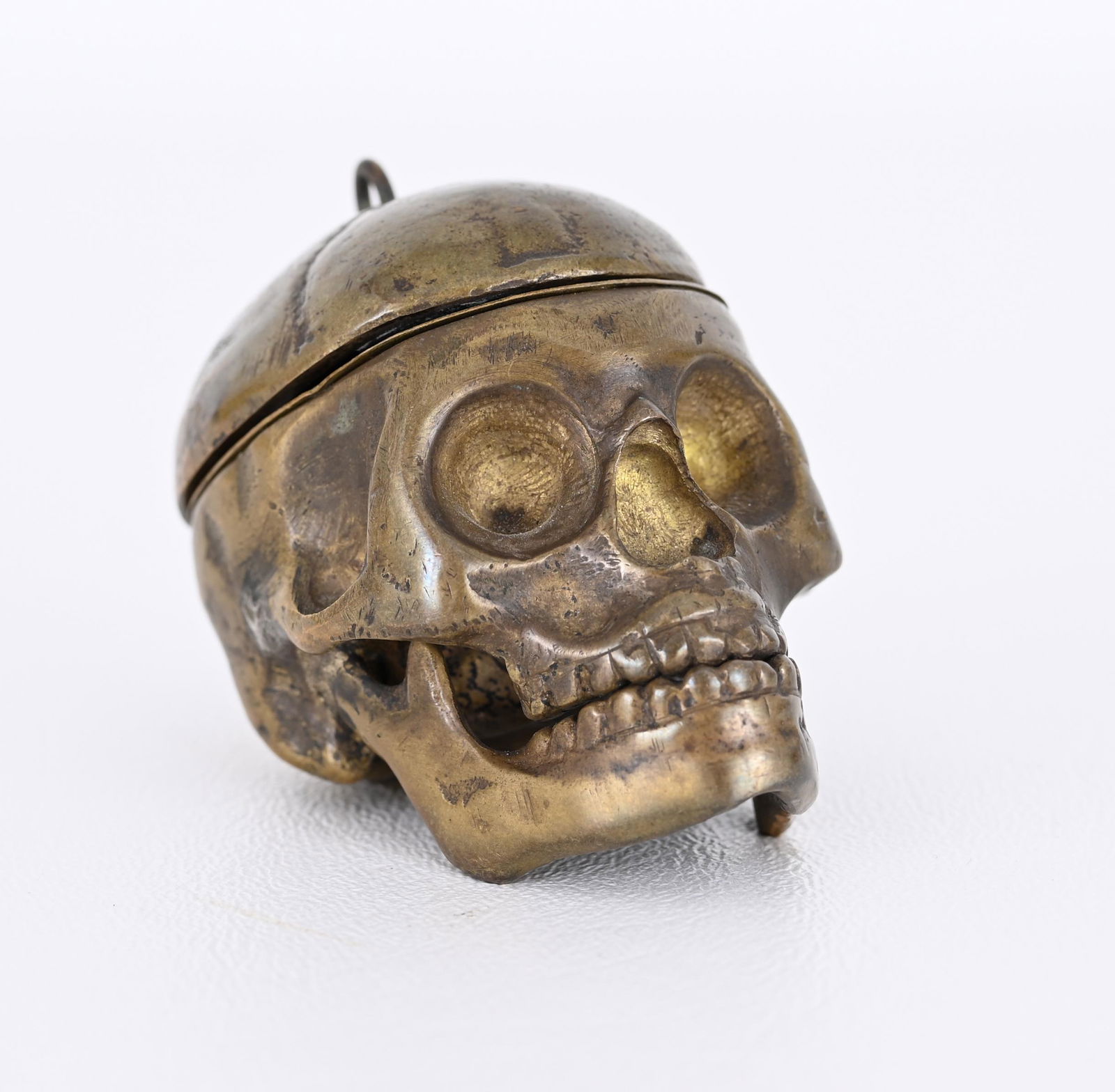 Memento Mori Neapolitan Brass Skull Inkwell (1 of 8)