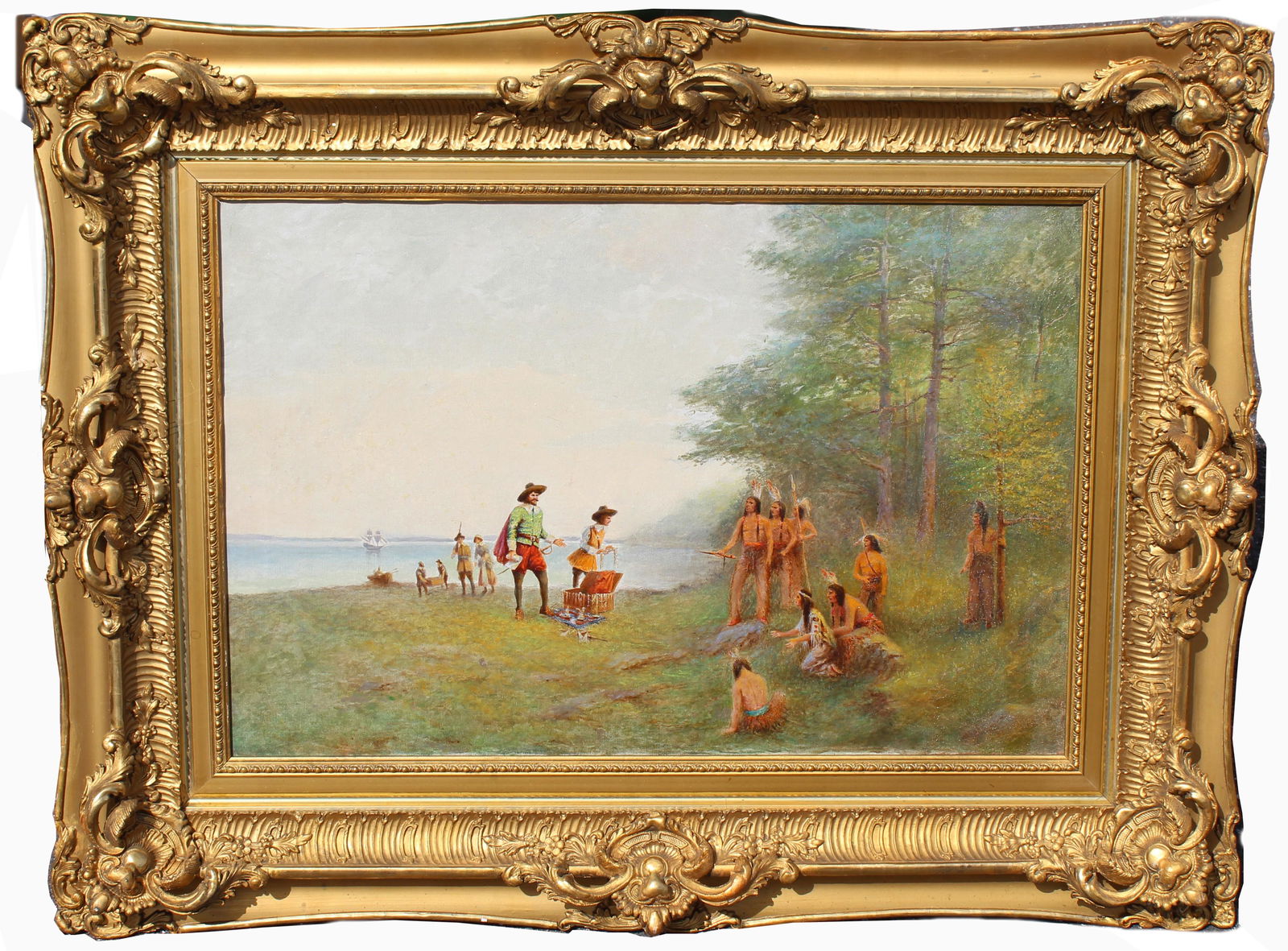 Antique Painting of Pilgrims and Indians (1 of 7)
